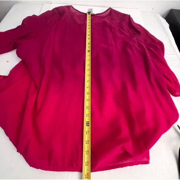 Catherine's PLUS 1X Ombré Pink Purple Beaded Flowy Tunic Top 3/4 Sleeve Blouse - Picture 11 of 12